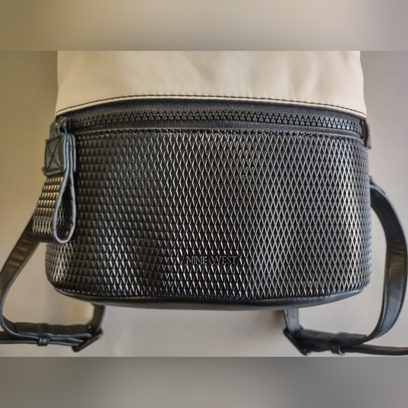 Nine West Faux Leather Backpack Purse In Black/White - Picture 4 of 10